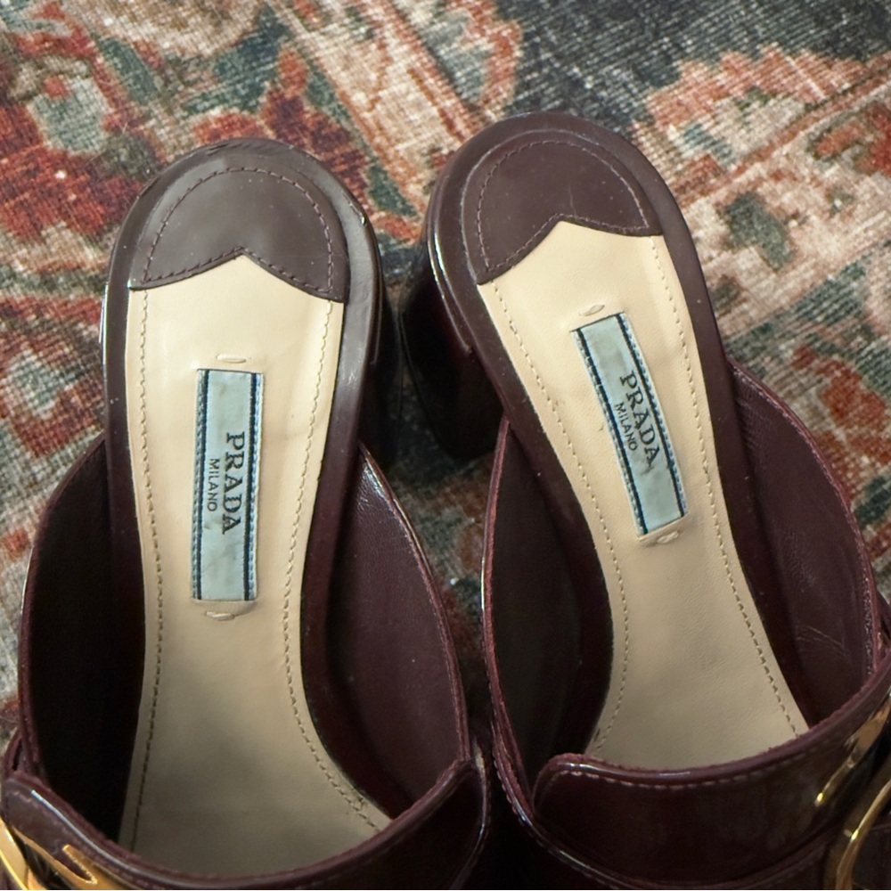 Prada Patent Leather Burgundy Mules - Picture 3 of 10
